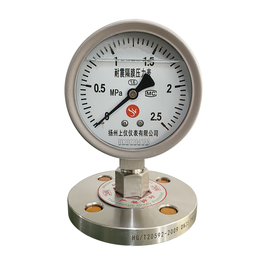 法蘭(lan)式隔膜(mo)壓力表(biao)-Y100MF